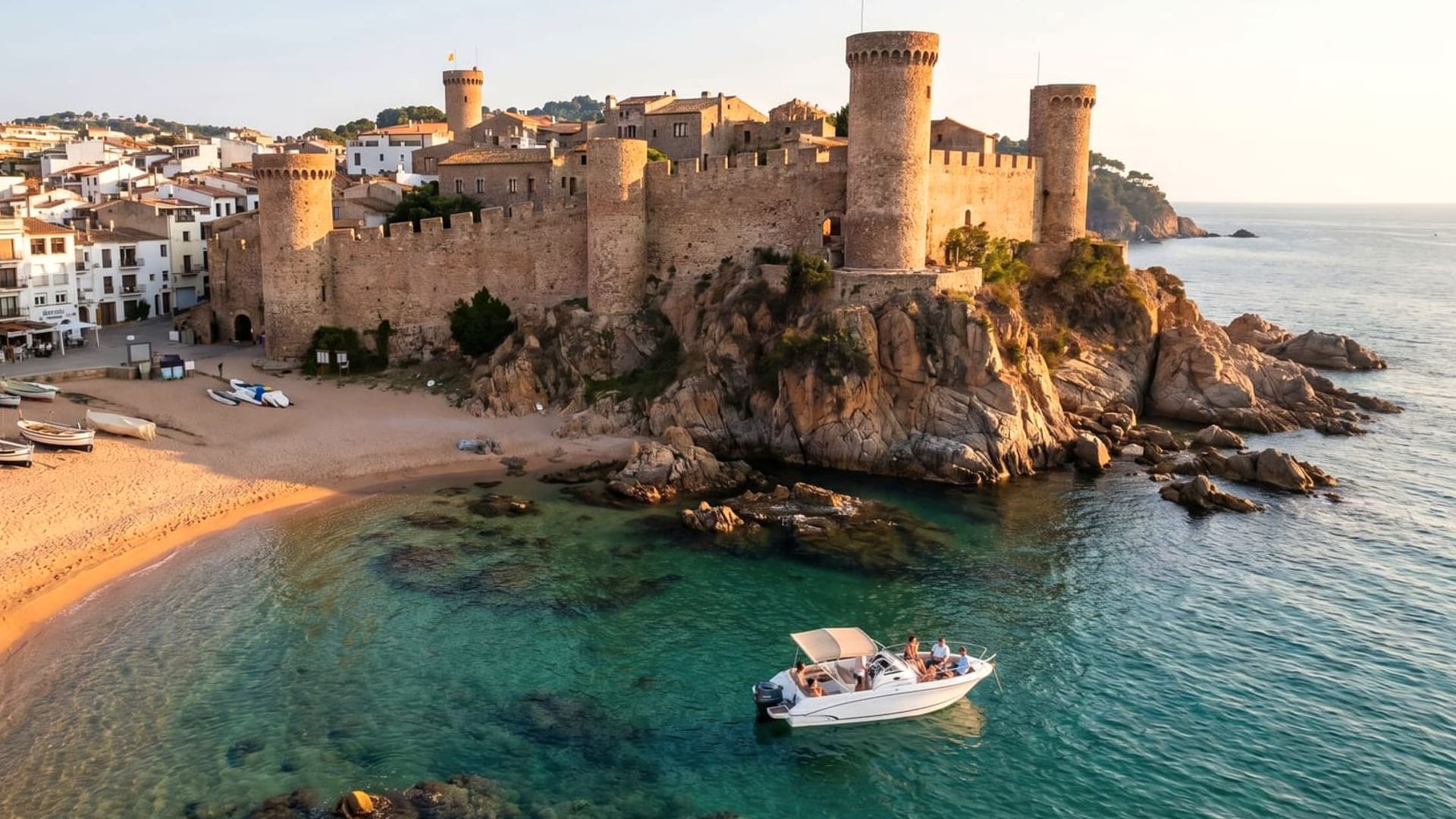 Aguas turquesas de la Costa Brava a 18 minutos de Pineda de Mar, saliendo del Puerto de Blanes